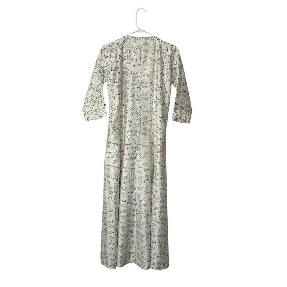 TWARA Chic Patterned Ivory Long Sleeve Dress,whit one pocket,size M - Picture 3 of 7